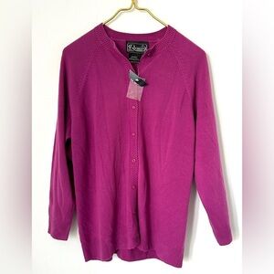 NEW Vintage Rochelle California Pink Purple Soft Oversize Cardigan Womens Small